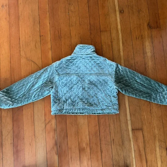 Sage Green Velvet Quilted Shorts and Jacket Matching Set - Picture 10 of 10